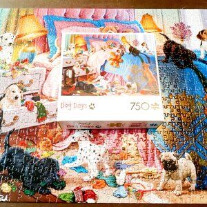 Buffalo Jigsaw Puzzle Roomful of Naughty Puppies 750 Pieces Dogs Complete